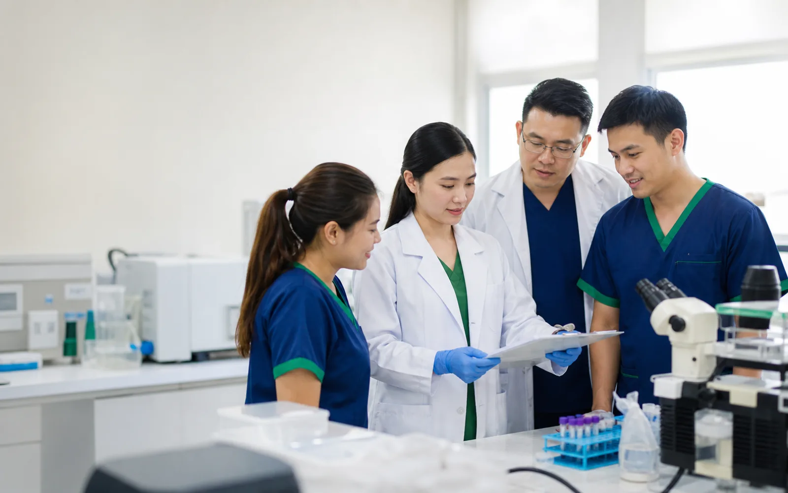 Filipino laboratory professionals working together