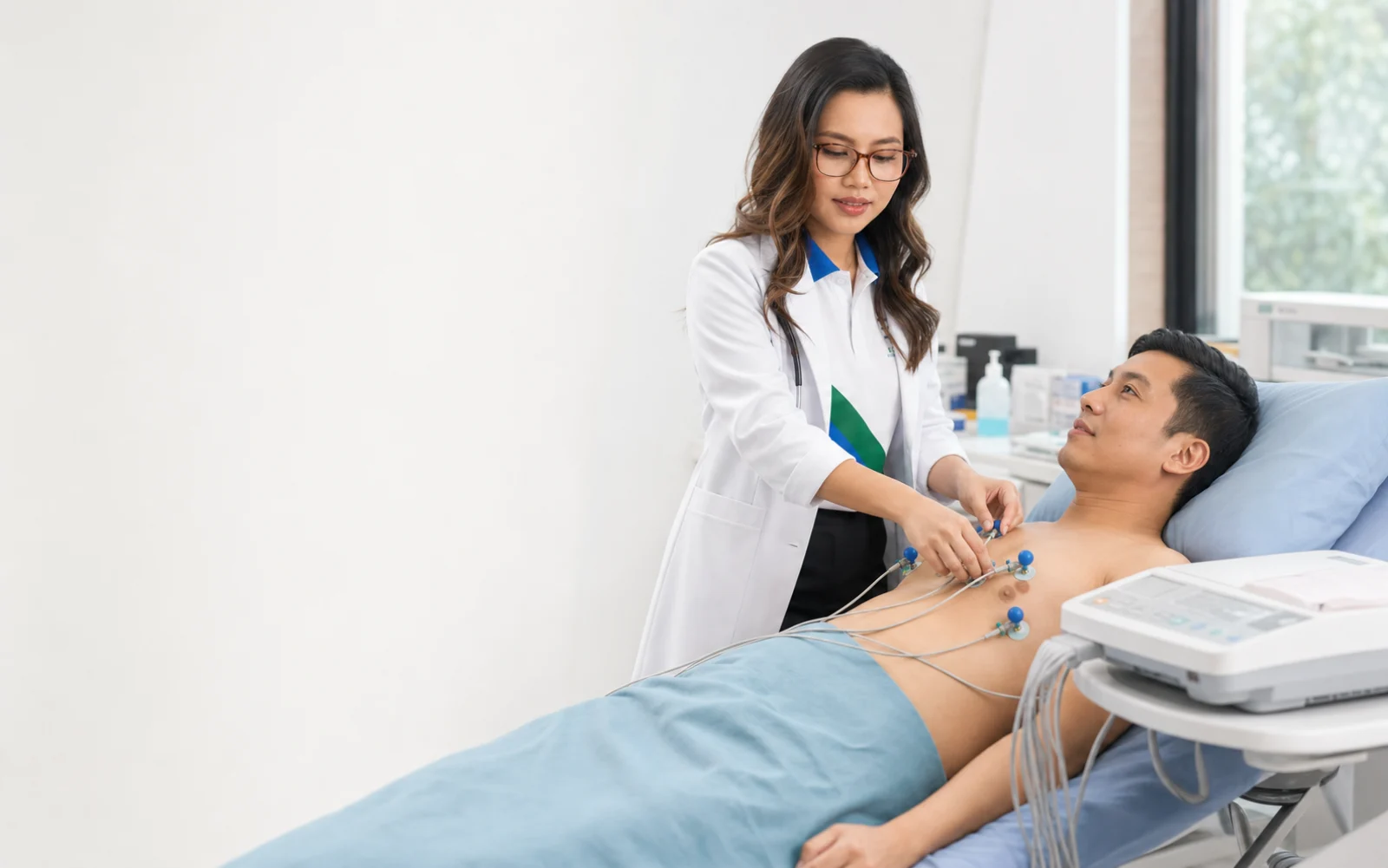 Illustrative scene of a Filipino patient receiving a routine ECG